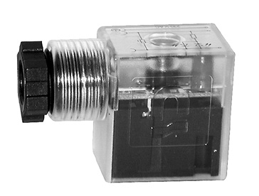 G 122 - Form B Industrie GL 52, GL 122, GL 182 Beschaltete Stecker, Gehäuse transparent mit LED und Varistor.  G 122/5 Stecker mit angespritztem PVC Kabel, unbeschaltet, schwarz, Litzenlänge 5000 mm.