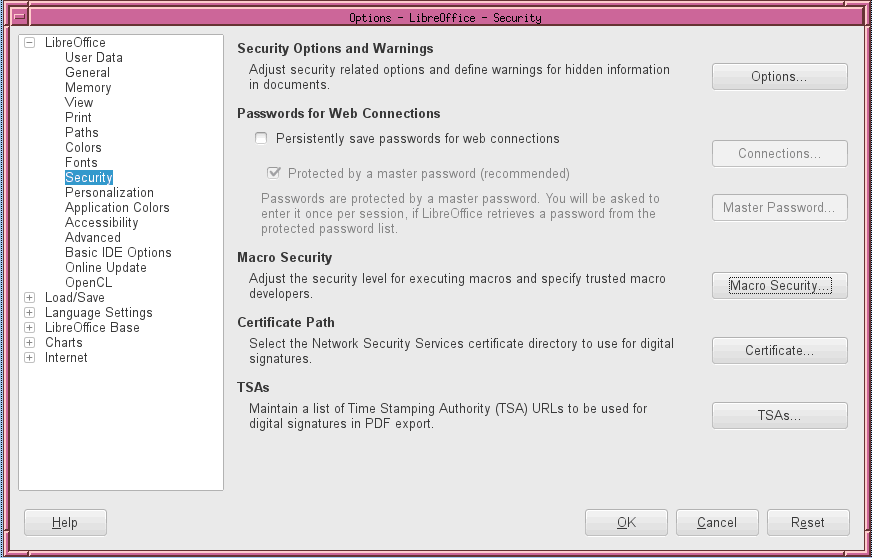 öffnen. LibreOffice benutzt eine globale Einstellung, d. h.