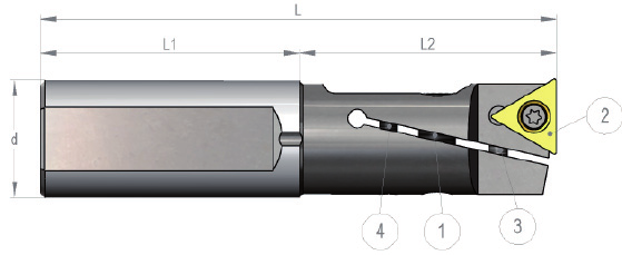 Einstellbare Ausspindelbohrstangen Adjustment boring bars Ausführung: Einstellbare Feinspindel-Bohrstange mit zyl.