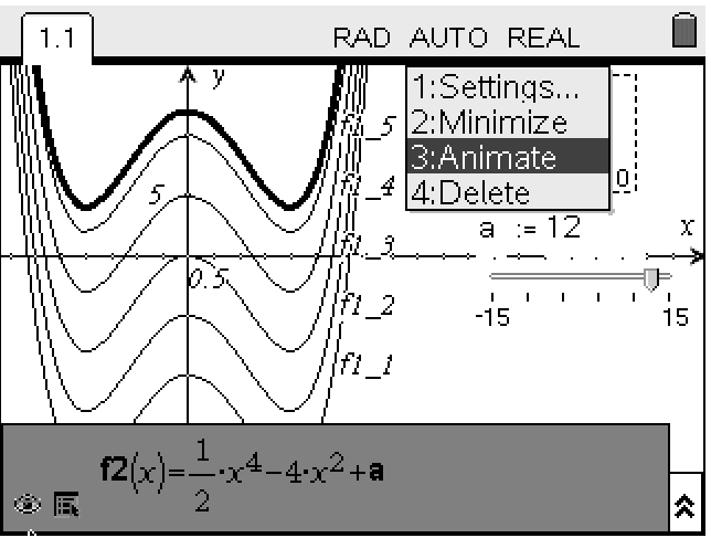 Hilfe von Schiebereglern die Kurven in ihrem dynamischen Verhalten beim Durchlaufen des Parameterbereichs gezeichnet.