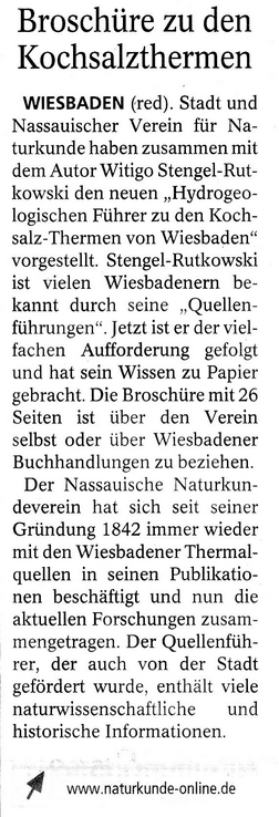 Presseschau PrÇsentation des Hydrogeologischen FÄhrers zu den Kochsalz-Thermen von Wiesbaden am 5.