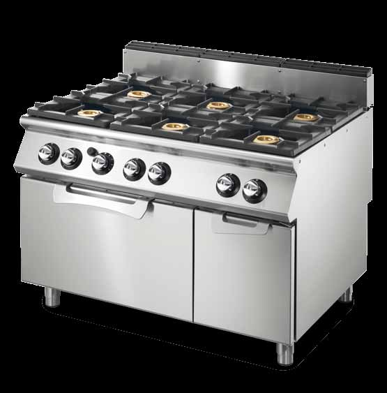 CUISINIÈRES GAZ Les cuisinières à feux ouverts Emotion sont disponibles en nombreux modèles, 2, 4, 6 et 8 feux dans les versions tops,