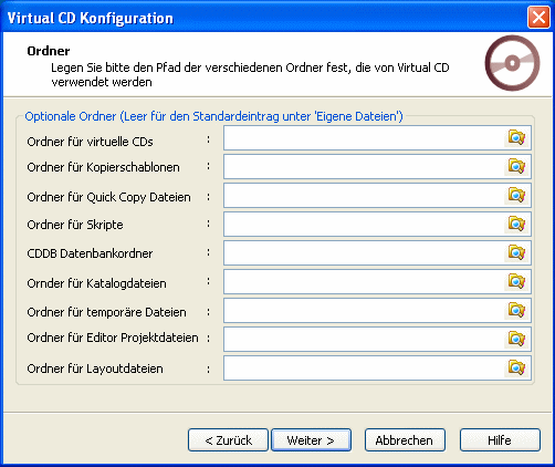 Virtual CD im Netzwerk Virtual CD ermöglicht es im Client Setup alle Ordner festzulegen, die auch in den Einstellungen definiert werden können.