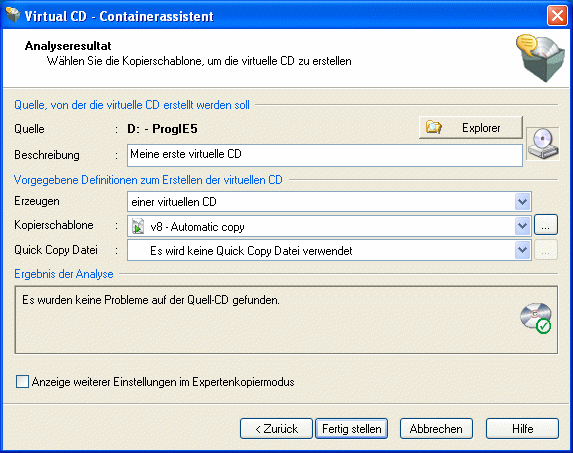 Erste Schritte Wenn mehrere CD-Laufwerke im PC vorhanden und dort CDs eingelegt sind, erscheint der Containerassistent mit dem Dialog zur Auswahl der gewünschten Quell-CD.