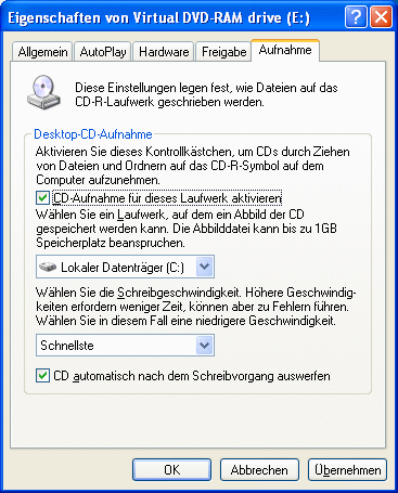 Virtual CD Schritt für Schritt Die Windows XP Brennfunktion Die folgende beschriebene Vorgehensweisen bezieht sich auf ein System, das ausschließlich mit den Windows XP Funktionen zum Brennen