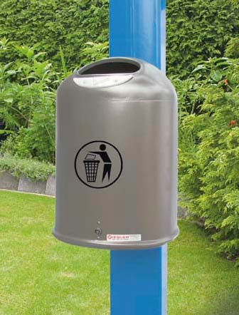 Abfallbehälter DERBY aus Kunststoff bzw. Stahl Konstruktion: Behälter aus Polyethylen bzw. Stahlblech, mit Flüssigkeitsablauflöchern.