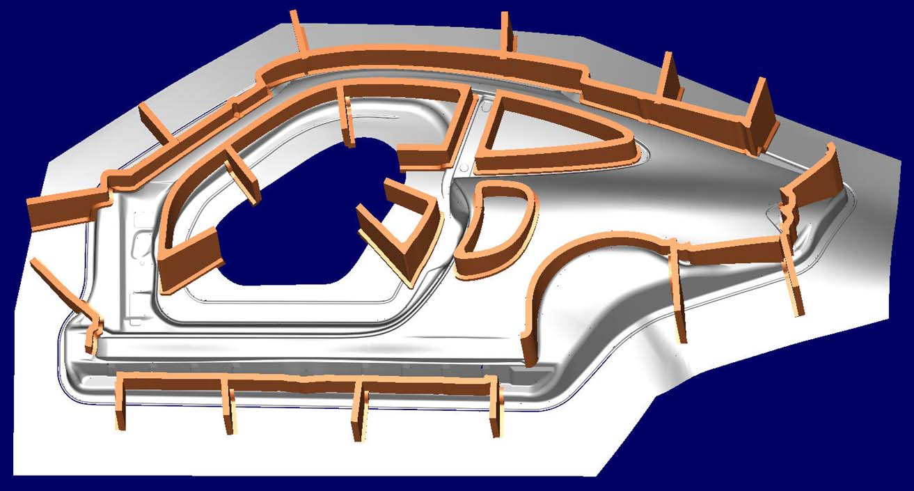 Lösung 3: Schneidmesser-Konstruktion Porsche Seitenwand: Basis Volumenkörper für die