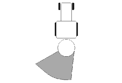 Streuscheibe einen symmetrischen Streufächer zur Maschinen-Längsachse.
