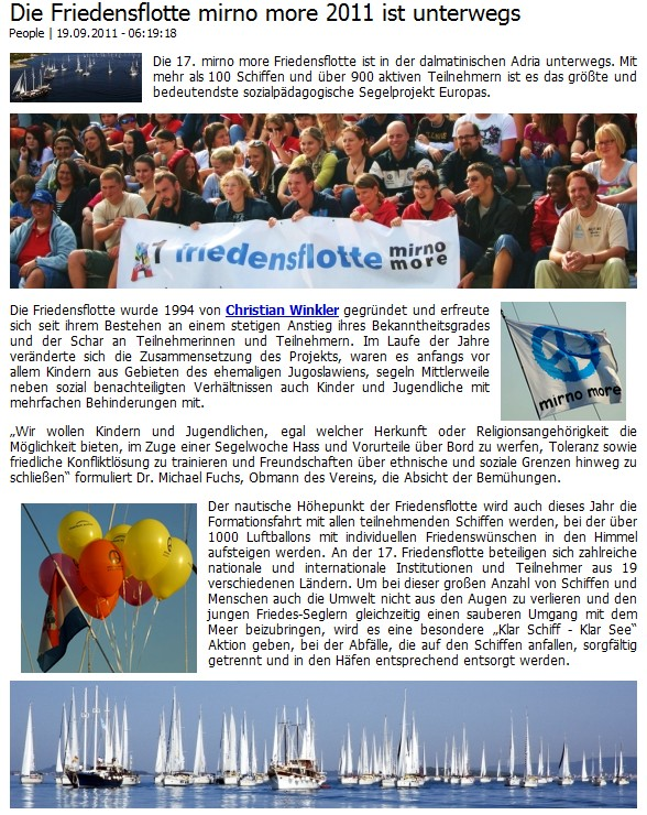 Ocean7 Das Yachtmagazin, Online Bericht Friedensflotte http://www.