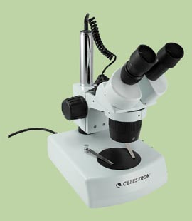 Professionelles Stereo-Mikroskop Modell #44204 Ein Stereo-Mikroskop der Profi-Klasse mit massiver Basis, Sockel und Kopf sowie mit einem großen Arbeitsabstand von 180 mm.