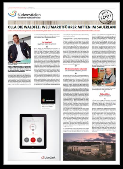 Das Südwestfalen-Advertorial Daten & Fakten Erscheinungstag: 04. September 2016 Anzeigenschluss: 25. August 2016 Umfang: Druckauflage*: nordisch mind. 4 Seiten 104.845 Exemplare + 3.