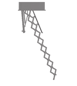 - Einbaufertiges Scherenpaket nach DIN 4570/DIN EN 14975 Treppe Scherentreppe aus Alu-Profil Stufenbreite 33 cm, Stufentiefe 8 cm Belastbarkeit:150 kg je Stufe, bzw.