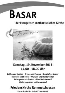 Mittwoch, 16. November 2016 Mitteilungsblatt Kernen KW 46 21 Gottesdienstliche Mitteilungen Mittwoch, 16.