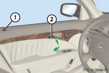 X Zentral verriegeln (Limousine): Auf die Verriegelungstaste 1 am Türgriff drücken, dabei die Innenfläche des Türgriffs nicht berühren.
