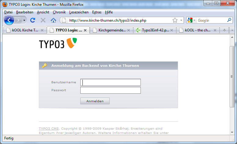 2 Einstieg 2.1 Frontend Das so genannte Frontend von TYPO3 ("vordere Seite") ist der Web-Server, der die Web-Seiten den Internet- Surfern anzeigt.
