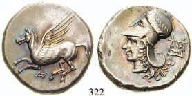 zart schillernde Tönung, vz 680,- KORINTHISCHE KOLONIEN, LEUKAS 323 Stater ca. 330 v.chr., Leucas.