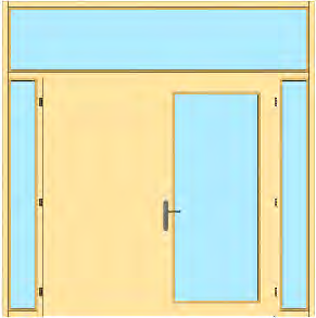 1-und 2-flüglige Türen in nichttragenden symmetrischen Glaswänden Max.