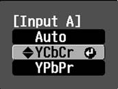 Bildprojektion von der Buchse [InputA] Die voreingestellte Einstellung wird auf "Auto" gesetzt, um entsprechende Signale automatisch auszuwählen.