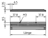 2: Ecokit 11 2.6.2 Höhensprosse 2.6.2.1 Höhensprosse 19" 66-175 Höhensprosse für Ecokit 11, Standard Schmale Version mit oder ohne Befestigungsoch für Griff 1 Höhensprosse ohne