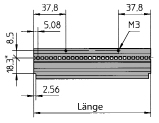 3 Längsprofile vorne 66-111, IEC Für Baugruppenträger und Gehäuse vorne Unterstützt 2 x 6 mm Gewindestreifen 1 Längsprofil vorne ohne Befestigungsmaterial Standard