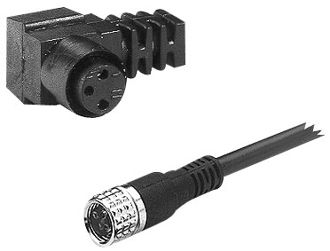 Rundstecker mit Kabel für Sensor 894 04 XXX 2 * = mit 5 m Kabel, Gewinde-Ø = 2 mm, für mm Kontaktstift BK = schwarz BU = blau BN = braun Kabellänge L [m] Fig. gewinkelt Material-Nr. Abb.