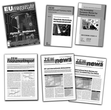 Servicebereich Information und Kommunikation Jahresbericht ZEW 2002 sprachige Broschüre Aims and Research Activities informieren über die Tätigkeit des ZEW.