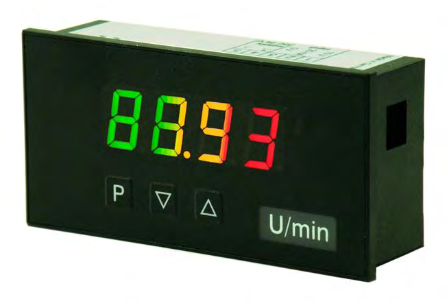 Digitales Einbauinstrument 4-stellig M1 - tricolour dreifarbige Anzeige von -1999 9999 Digits (rot, grün, orange über Grenzwerte umschaltbar) geringe Einbautiefe: 25 mm ohne steckbare Schraubklemme