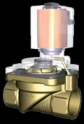 38 Bürkert Magnetventile 39 Vorgesteuerte Ventile: Membranventil mit Hubankervorsteuerung Funktion: Dieses Funktionsprinzip nutzt ein direktwirkendes Hubankerventil als Pilotventil