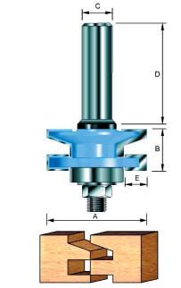 Profil- und Konterprofilgarnitur Typ A mit Kugellager 1744 Reversible Rail & Stile Cutter - Chamfer Type A Zweischneidig.