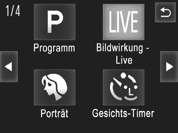 Drücken Sie die Taste m, und wählen Sie im Menü und dann die gewünschte Option aus (S. 50). Machen Sie die Aufnahme.