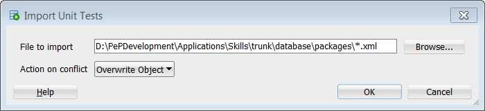 Import Import der Unit Test Objekte über SQL Developer Benutzeroberfläche Auswahl "Tools, Unit Test, Import from File" Alle