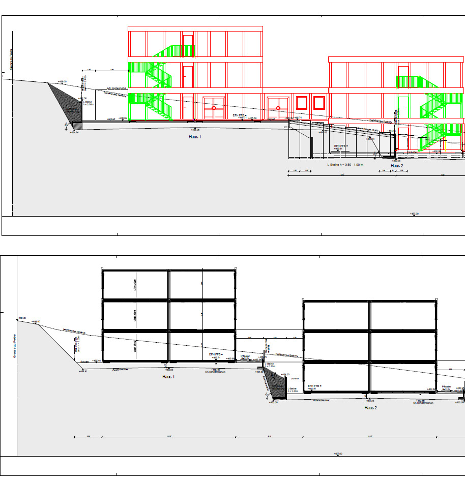 Bild 3: Der Querschnitt zeigt die terrassenförmige Konstruktion und die