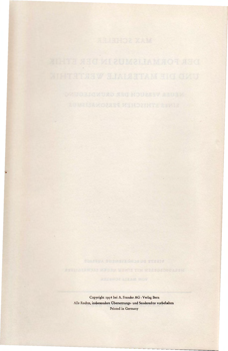 Copyright 1954 bei A. Frand<e AG. Verlag Bern.