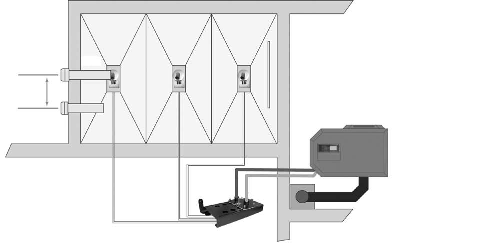 9. Austragungssysteme Achten Sie darauf, dass die Saugpunkte mittig im Raum ausgerichtet werden. In Verbindung mit Absaugpunkten ist die Verwendung einer Schlauchweiche Vorrausetzung!