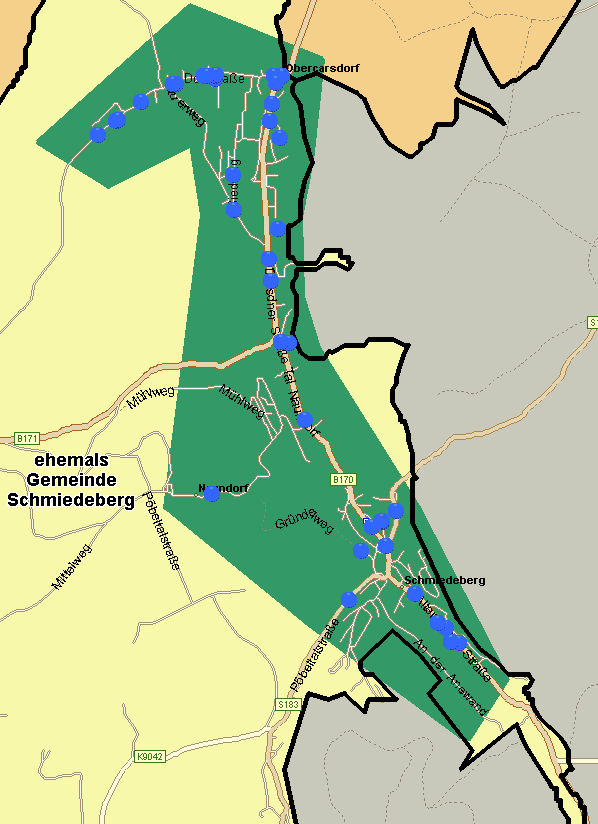 Abbildung 6: Ortsteil Obercarsdorf und Ortsteil Schmiedeberg