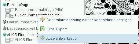 Erweiterte Funktionen (Excel Export) Jeder Layer bzw.