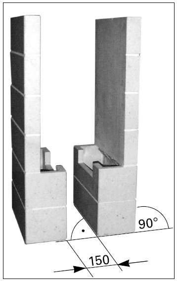 Installation / Anschluss an den Schornstein Aufstellen des Grundkörpers und der Modul-Seitenverkleidung 1.