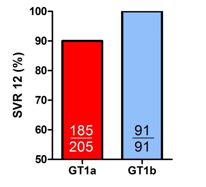 Die Resistenzbarriere - GT1a versus GT1b Paritaprevir/RTV + Ombitasvir (Viekirax ) + Dasabuvir