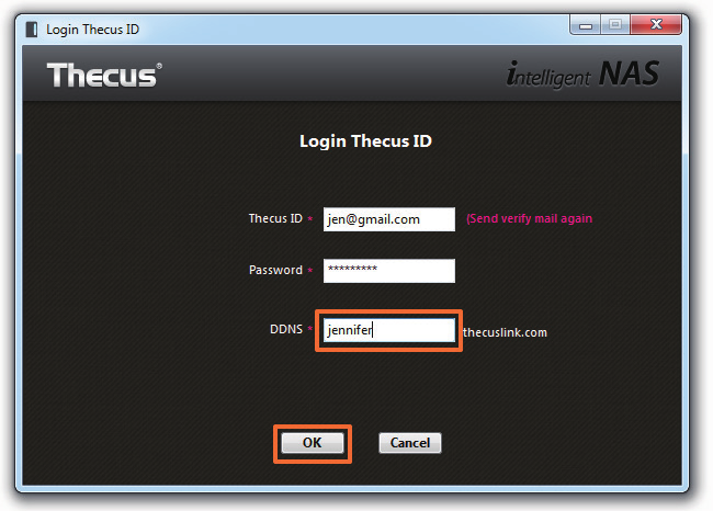 Bei Erstellung einer Thecus-ID müssen Sie die von Ihnen registrierte E-Mail überprüfen und die ID darüber aktivieren.