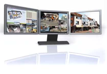 MULTI Monitor Betrieb MULTIEYE-NET unterstützt den Betrieb von bis zu 4 Desktop Monitoren. Auf den Monitoren können z.b. Multiscreen, Player, Livebild und Hotspot Fenster individuell verteilt werden.
