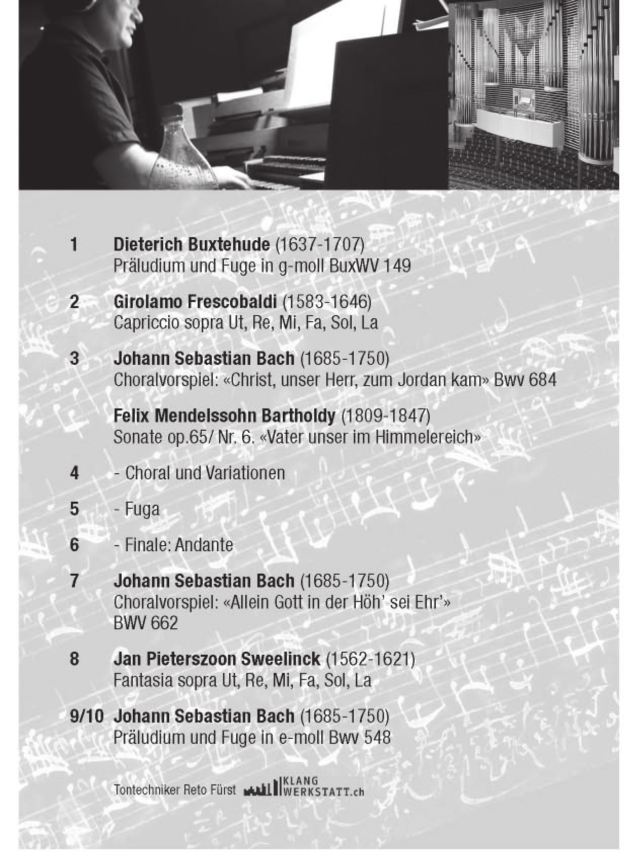Neue CD mit Werken von Frescobaldi, Sweelinck, Buxtehude, Bach und Mendelssohn erhältlich! Die CD-Taufe findet im Anschluss an das Konzert von Michael Pelzel vom 29.