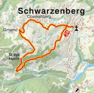 panorama-wege 13 Schwarzenberg Sagenweg zur Ilgaquelle Wanderkarte Bregenzerwald: Tour 24 Oberhalb von Schwarzenberg in ruhiger und abgeschiedener Lage befindet sich die Ilgakapelle und die