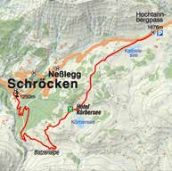 Vom Hochtannbergpass führt ein gut ausgebauter, breiter Weg zum Körbersee, der ungefähr auf derselben Meereshöhe liegt wie der Hochtannbergpass.