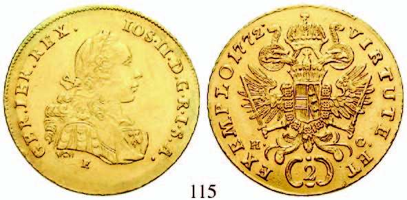 250,- 115 Joseph II., 1765-1790 2 Dukaten 1772, E Karlsburg. 6,94 g.