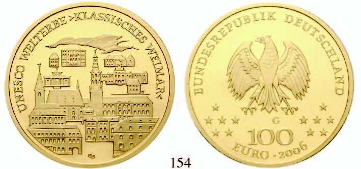 Tagespreis, st 580,- 151 100 Euro 2004, ADFGJ komplett. Bamberg. Komplettsatz von 5 Stück. Gold. 77,75 g fein. J.509. Tagespreis, st 2.