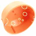 Geräte-Abzweigdose; orange (RAL 2004), Schraubennormabstand 60mm, erforderliche Einbauöffnung Ø 68mm, äußerer Dosenrand Ø 71mm, für Plattenstärke 7 bis 35mm, max.