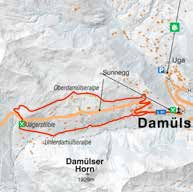 Dann bergauf zum Gasthaus Jägerstüble (1.614 m). Ein Höhenweg führt hier aufwärts bis ca. 1.700 m (Ausblicke bis zum Rätikon), vorbei an der Oberdamülser Alpe (1.667 m) bis Ober damüls.
