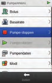4 4.3 Stoppen der Pumpe Hauptmenü > Pumpe > Pumpe stoppen 1 2 3 Wählen Sie im