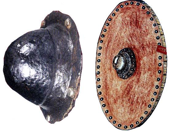 de wie im Liebenauer Kriegergrab II/149 mit entsprechenden Schildnägeln mögen auch noch in der späteren Altsachsenzeit von Rullstorf in sächischen Schmieden hergestellt worden sein.