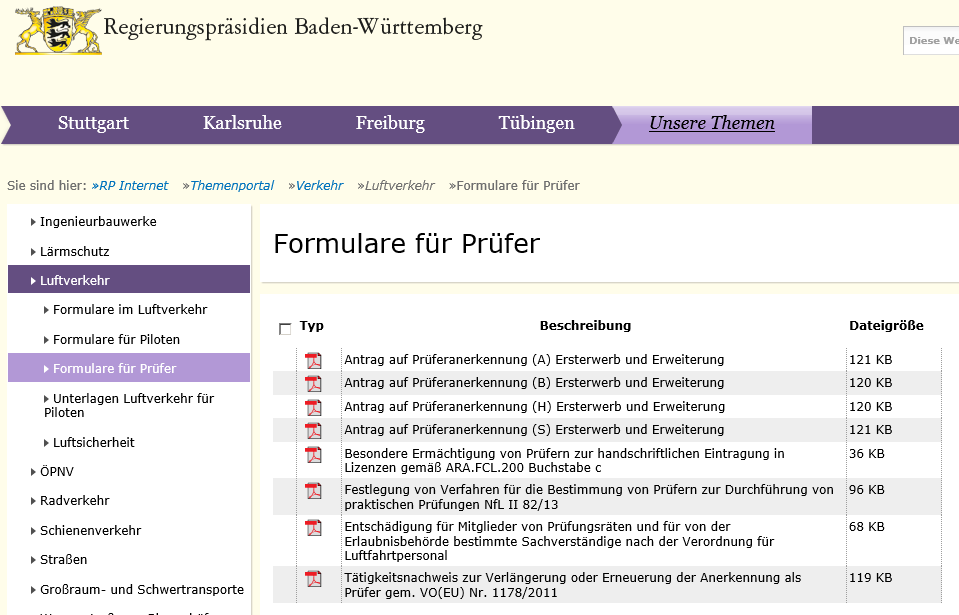 Backup Homepage 4 RP s; Formulare für Prüfer https://rp.